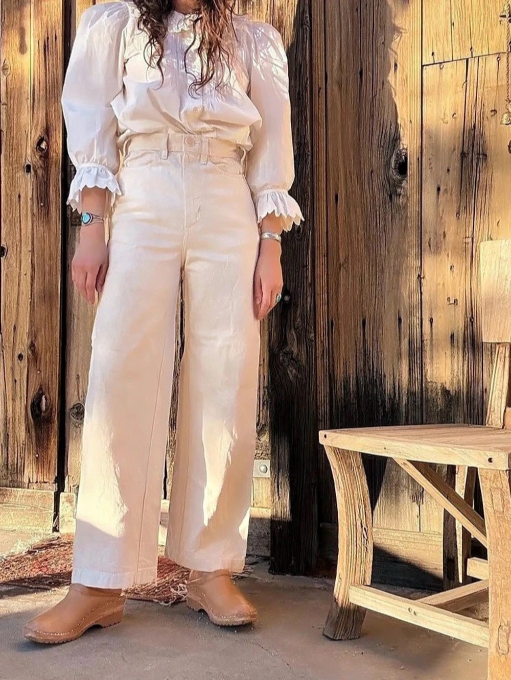 Gravel & Gold Placer Pants - Natural Wide Leg White